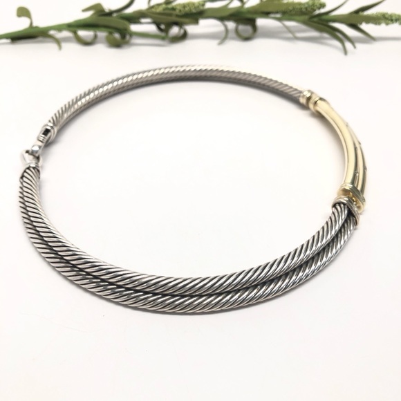 David Yurman Diamond Double Cable Metro Necklace - Picture 5 of 11